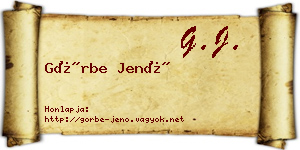 Görbe Jenő névjegykártya
